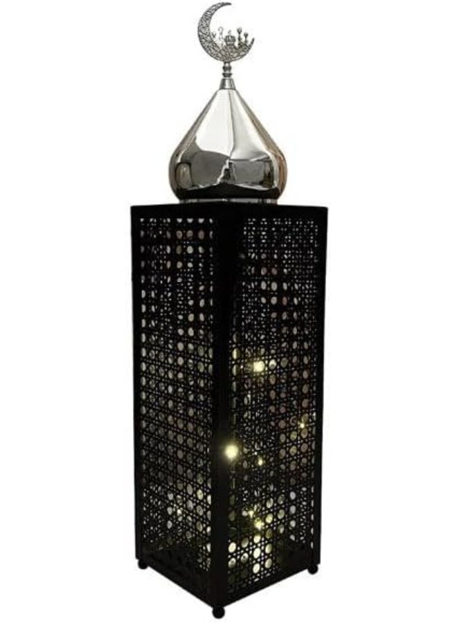 Mado Gallery Set of 3 Black Metal Islamic LED Lanterns with Crescent Moon – Warm Light Ramadan & Eid Indoor Outdoor Decor, Battery Operated (3 AA) - Image 3
